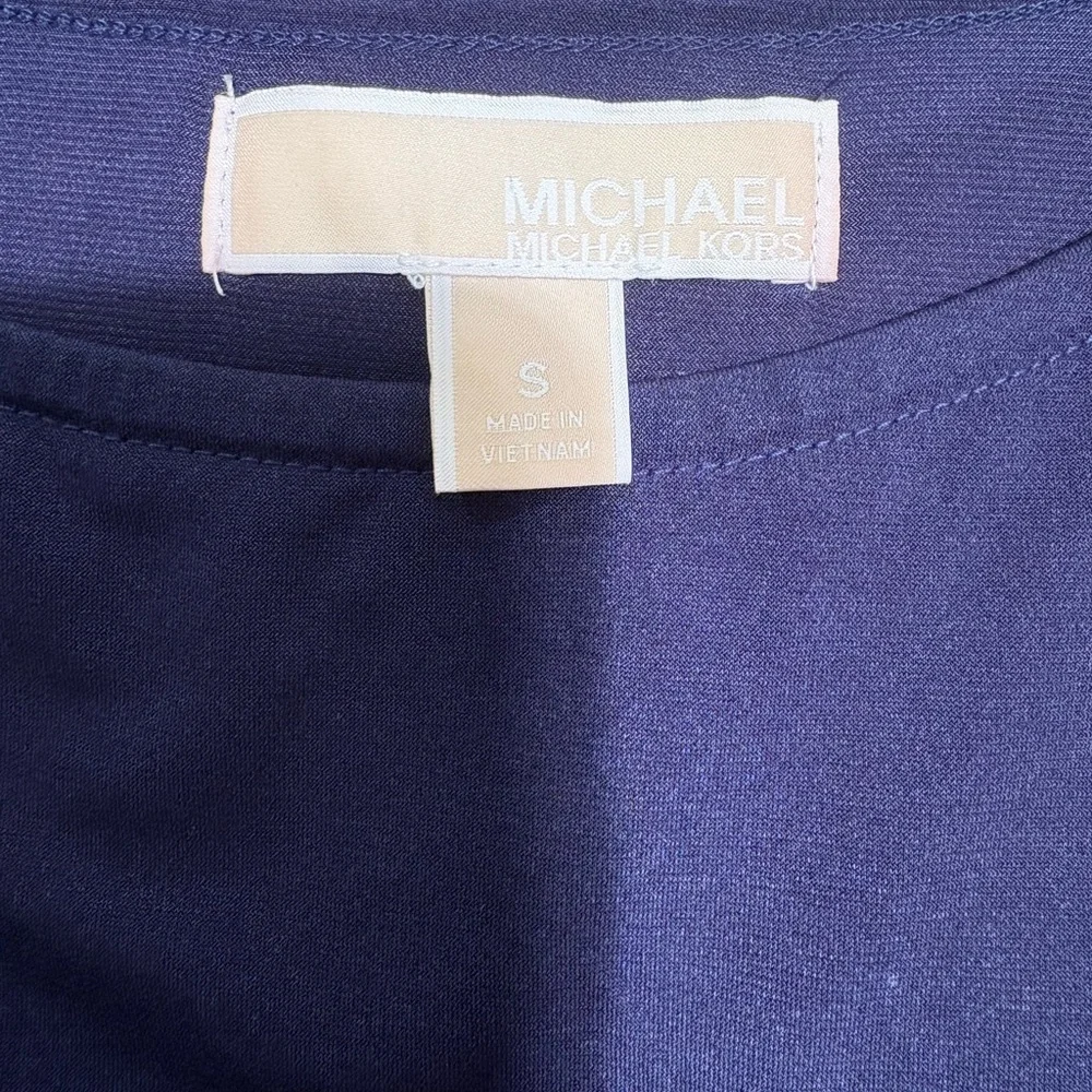 Michael Kors Navy Cape Overlay Fit & Flare Dress Size Small - Picture 7 of 7